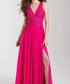 Madison James - 20-325 Embroidered V-neck Chiffon A-line Gown 13 Madison James - 20-325 Embroidered V-neck Chiffon A-line Gown