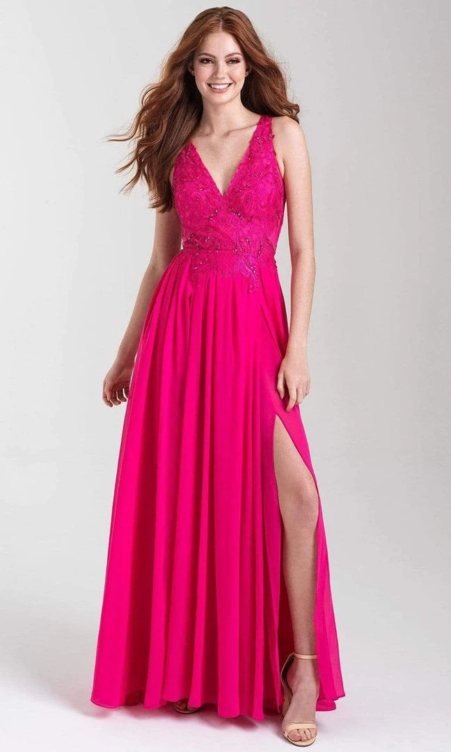 Madison James - 20-325 Embroidered V-neck Chiffon A-line Gown 8 Madison James - 20-325 Embroidered V-neck Chiffon A-line Gown