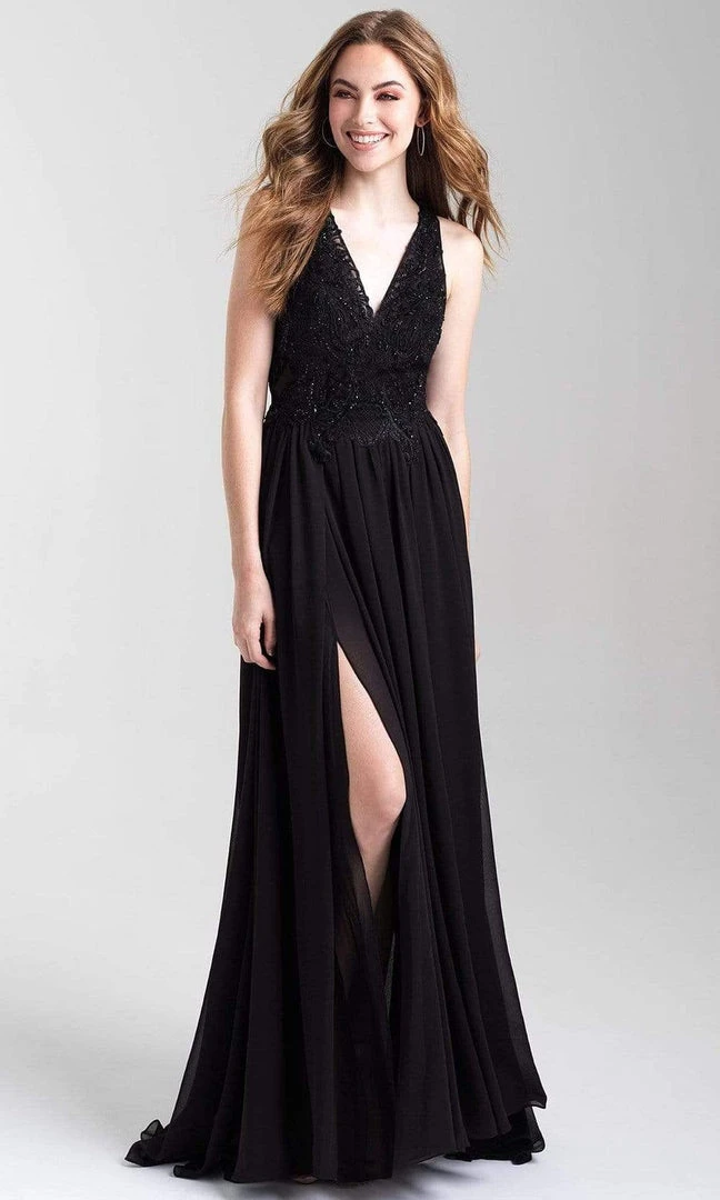 Madison James - 20-325 Embroidered V-neck Chiffon A-line Gown 3 Madison James - 20-325 Embroidered V-neck Chiffon A-line Gown