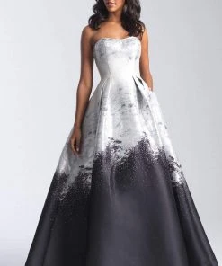 Madison James - 20-334 Contrast Print Metallic Mikado Ballgown 8 Madison James - 20-334 Contrast Print Metallic Mikado Ballgown