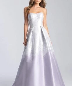Madison James - 20-334 Contrast Print Metallic Mikado Ballgown
