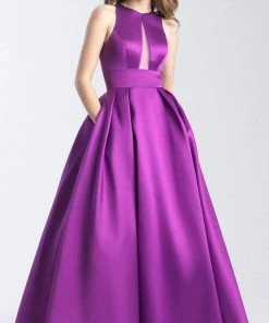 Formal Gowns Madison James - 20-341 Illusion Front Keyhole Silk Mikado A-Line Gown 12 Formal Gowns Madison James - 20-341 Illusion Front Keyhole Silk Mikado A-Line Gown