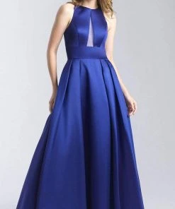 Formal Gowns Madison James - 20-341 Illusion Front Keyhole Silk Mikado A-Line Gown