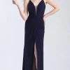 Madison James - 20-356 Deep V-neck Glitter Jersey Sheath Dress