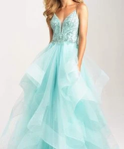 Formal Gowns Madison James - 20-365 Beaded Deep V-neck Tulle A-line Gown 7 Formal Gowns Madison James - 20-365 Beaded Deep V-neck Tulle A-line Gown