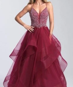 Formal Gowns Madison James - 20-365 Beaded Deep V-neck Tulle A-line Gown