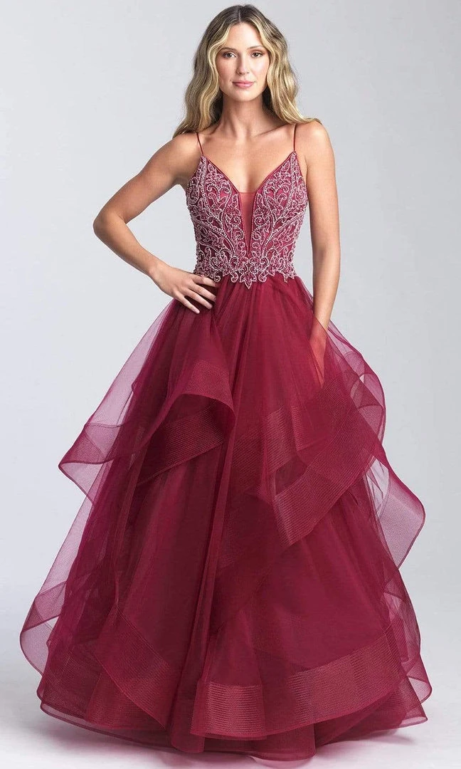 Formal Gowns Madison James - 20-365 Beaded Deep V-neck Tulle A-line Gown 3 Formal Gowns Madison James - 20-365 Beaded Deep V-neck Tulle A-line Gown