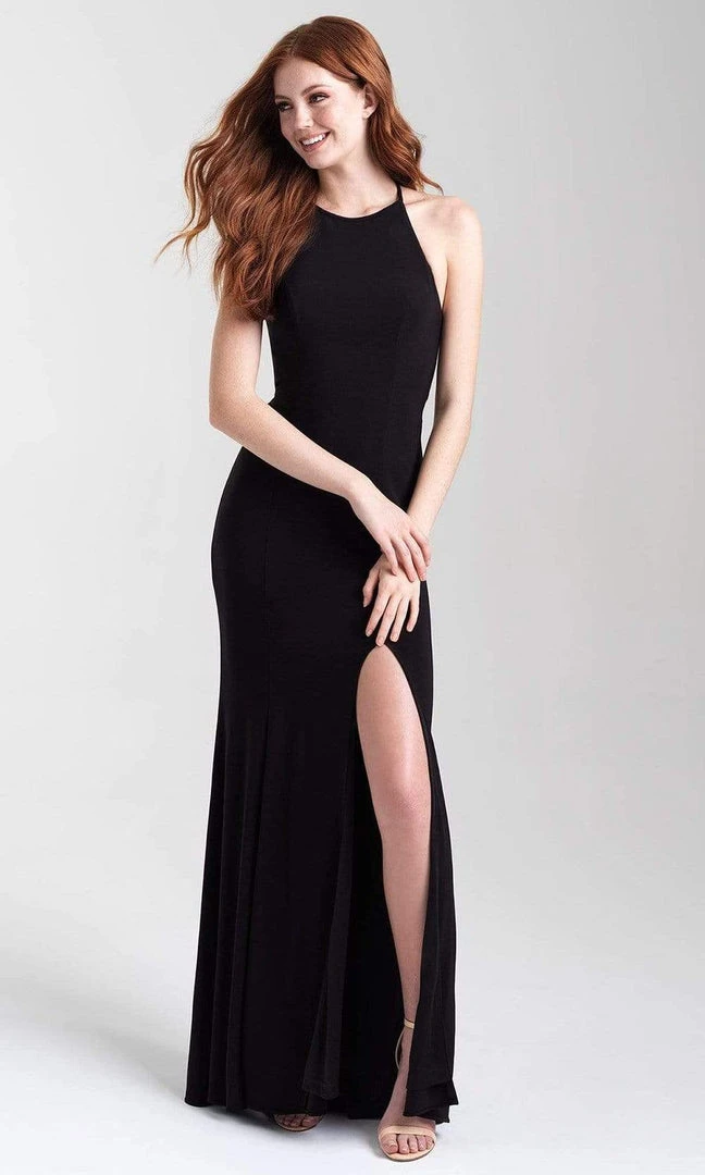 Madison James - 20-371 Halter Chiffon Tied Back High Slit Gown 3 Madison James - 20-371 Halter Chiffon Tied Back High Slit Gown