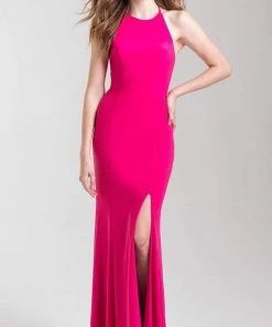 Madison James - 20-371 Halter Chiffon Tied Back High Slit Gown 9 Madison James - 20-371 Halter Chiffon Tied Back High Slit Gown