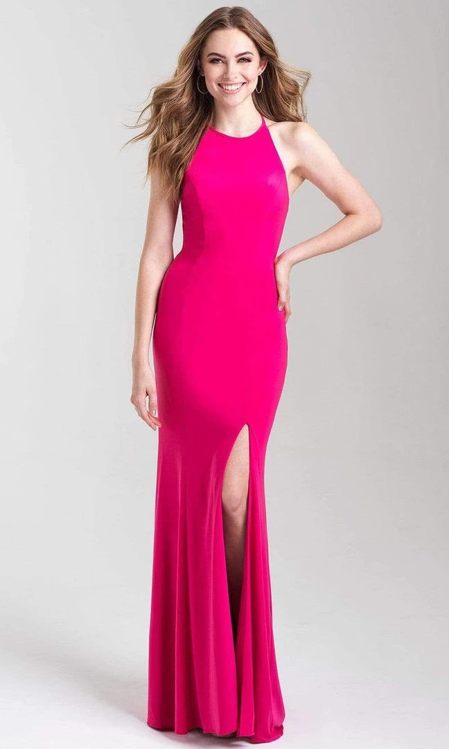 Madison James - 20-371 Halter Chiffon Tied Back High Slit Gown 5 Madison James - 20-371 Halter Chiffon Tied Back High Slit Gown
