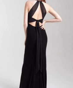 Madison James - 20-371 Halter Chiffon Tied Back High Slit Gown 8 Madison James - 20-371 Halter Chiffon Tied Back High Slit Gown