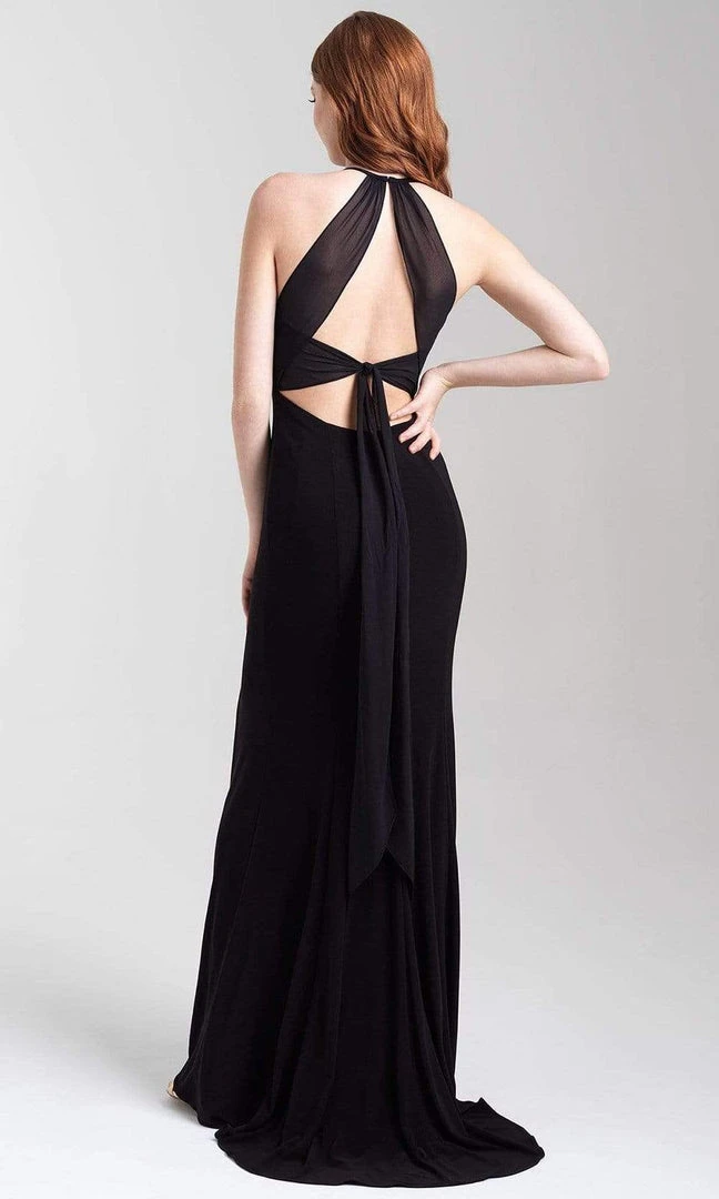 Madison James - 20-371 Halter Chiffon Tied Back High Slit Gown 4 Madison James - 20-371 Halter Chiffon Tied Back High Slit Gown