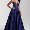 Formal Gowns Madison James - 20-372 Sequined Deep V-neck Satin Ballgown