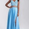 Madison James - 20-389 Beaded V-Neck High Slit Long Gown