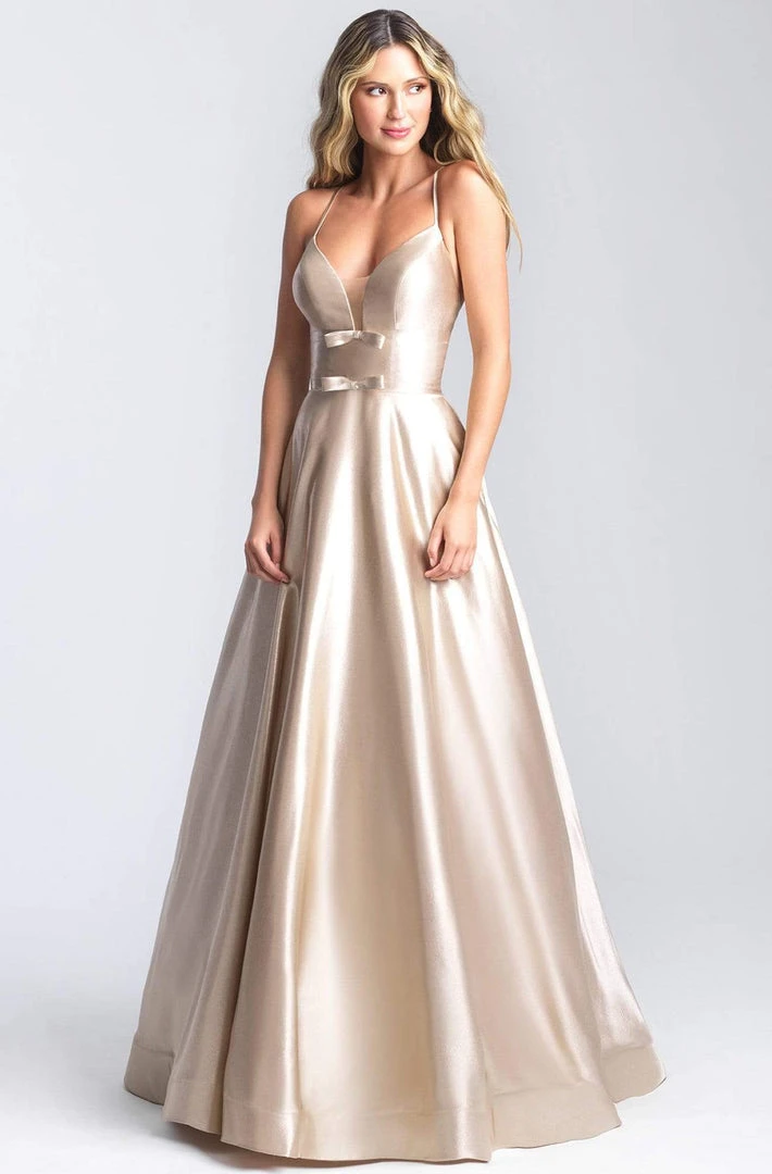 Madison James - 20-392 Metallic Lame Deep V-neck A-line Gown Formal Gowns 3 Madison James - 20-392 Metallic Lame Deep V-neck A-line Gown Formal Gowns