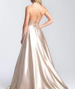 Madison James - 20-392 Metallic Lame Deep V-neck A-line Gown Formal Gowns 7 Madison James - 20-392 Metallic Lame Deep V-neck A-line Gown Formal Gowns