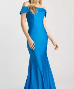 Madison James - 20-397 Off-Shoulder Jersey Trumpet Dress Formal Gowns