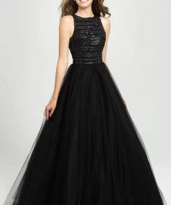 Madison James - Beaded Bodice Tulle Ballgown 19-119 - 1 Pc Black In Size 02 Available
