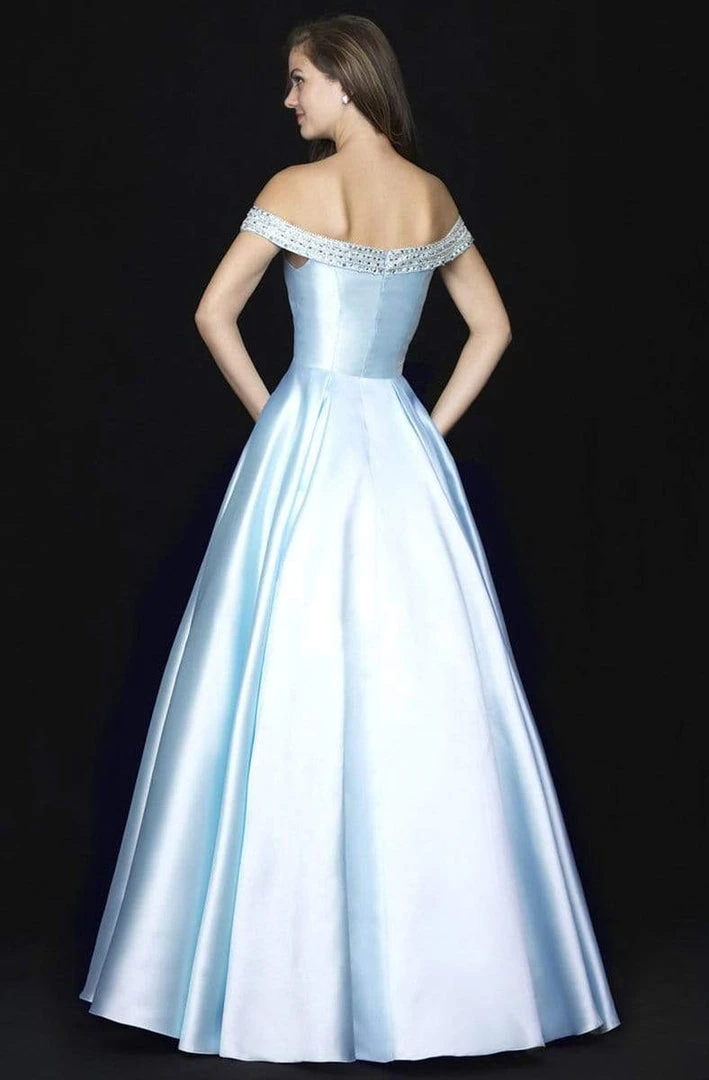 Madison James - Beaded Off-Shoulder Mikado Ballgown 18-710 - 1 Pc Blush In Size 6 And 1 Pc Light Blue In Size 4 Available 4 Madison James - Beaded Off-Shoulder Mikado Ballgown 18-710 - 1 Pc Blush In Size 6 And 1 Pc Light Blue In Size 4 Available