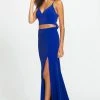 Madison James - Crop Top Sheath Skirt With Slit Jersey Dress 19-123 - 1 Pc Royal In Size 0 Available Formal Gowns 1 Madison James - Crop Top Sheath Skirt With Slit Jersey Dress 19-123 - 1 Pc Royal In Size 0 Available Formal Gowns