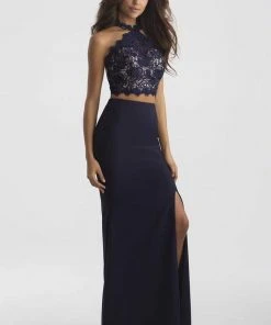 Formal Gowns Madison James - Two Piece Lace Sheath Dress 18-619 - 1 Pc Navy In Size 00 Available