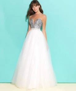 Formal Gowns Madison James - V-Neckline Tulle Ballgown 17-245