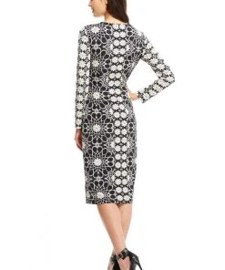 Cocktail Dresses Maggy London - G2568M Long Sleeve Multi Print Sheath Dress