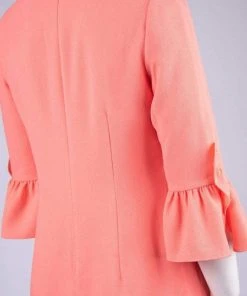 Cocktail Dresses Maggy London - G3079M Flounce Quarter Sleeve Column Mini Shift Dress