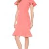 Maggy London - G3349M Short Sleeve Jewel Neck Flounce Hem Dress