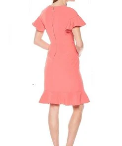 Maggy London - G3349M Short Sleeve Jewel Neck Flounce Hem Dress