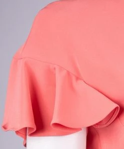 Maggy London - G3349M Short Sleeve Jewel Neck Flounce Hem Dress