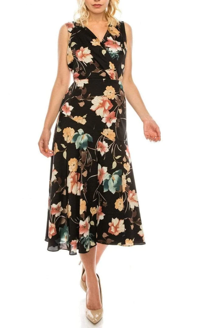 Cocktail Dresses Maggy London - G3784M Tea Length Floral Surplice Dress 7 Cocktail Dresses Maggy London - G3784M Tea Length Floral Surplice Dress