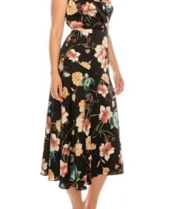 Cocktail Dresses Maggy London - G3784M Tea Length Floral Surplice Dress 14 Cocktail Dresses Maggy London - G3784M Tea Length Floral Surplice Dress