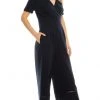 Maggy London - G3935M Short Sleeve V-Neck Capri Jumpsuit Prom Dresses