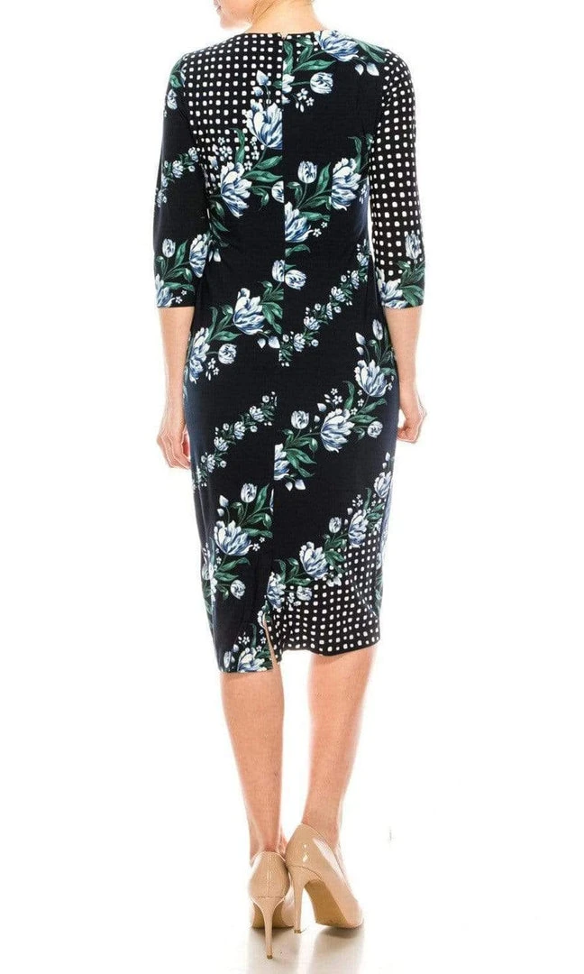 Cocktail Dresses Maggy London - G4373M Quarter Sleeve Floral Print Dress 8 Cocktail Dresses Maggy London - G4373M Quarter Sleeve Floral Print Dress