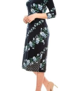 Cocktail Dresses Maggy London - G4373M Quarter Sleeve Floral Print Dress 16 Cocktail Dresses Maggy London - G4373M Quarter Sleeve Floral Print Dress
