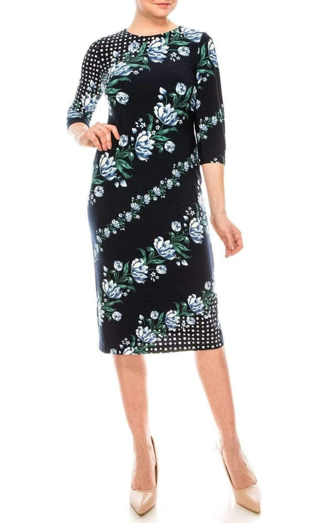 Cocktail Dresses Maggy London - G4373M Quarter Sleeve Floral Print Dress 7 Cocktail Dresses Maggy London - G4373M Quarter Sleeve Floral Print Dress