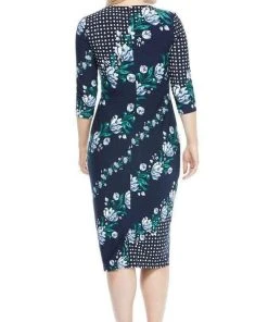 Cocktail Dresses Maggy London - G4373M Quarter Sleeve Floral Print Dress 11 Cocktail Dresses Maggy London - G4373M Quarter Sleeve Floral Print Dress