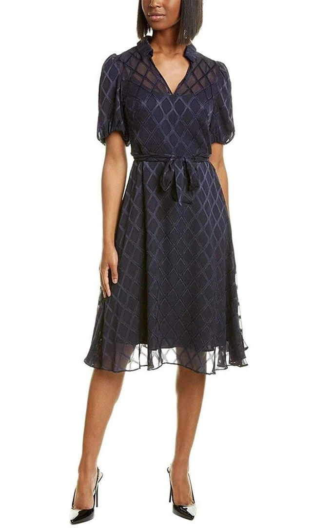 Maggy London - G4451M Puff Sleeve Textured Chiffon A-Line Dress 3 Maggy London - G4451M Puff Sleeve Textured Chiffon A-Line Dress