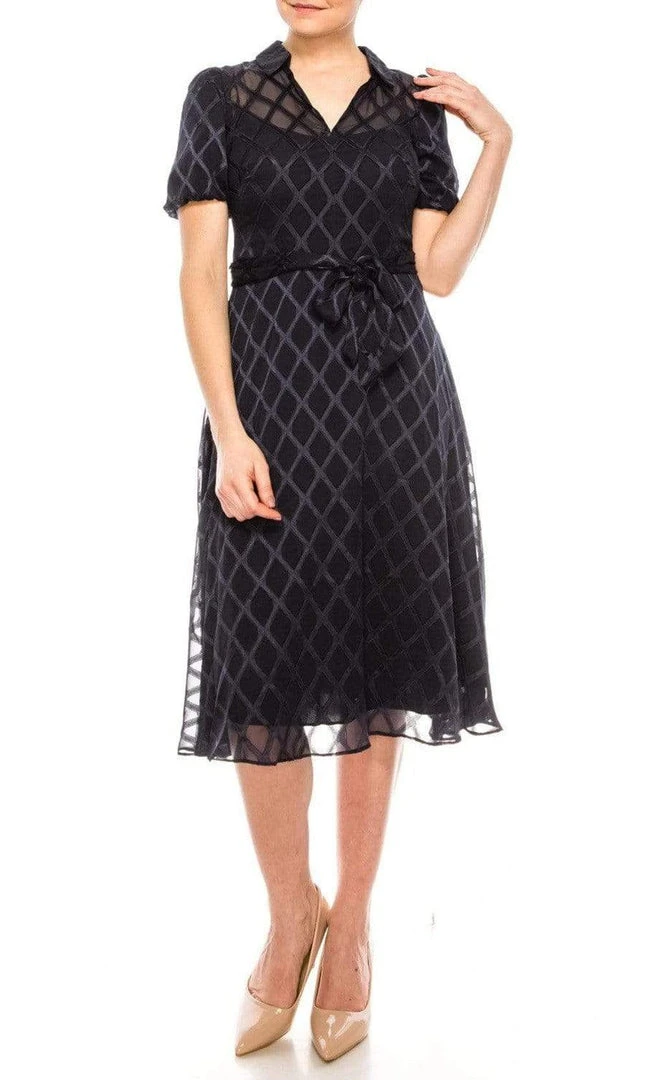 Maggy London - G4451M Puff Sleeve Textured Chiffon A-Line Dress 5 Maggy London - G4451M Puff Sleeve Textured Chiffon A-Line Dress