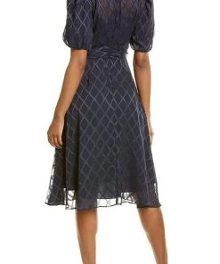 Maggy London - G4451M Puff Sleeve Textured Chiffon A-Line Dress 9 Maggy London - G4451M Puff Sleeve Textured Chiffon A-Line Dress