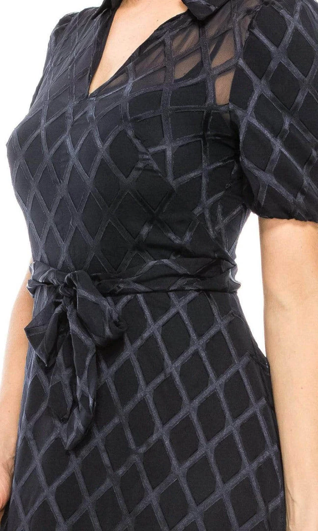 Maggy London - G4451M Puff Sleeve Textured Chiffon A-Line Dress 8 Maggy London - G4451M Puff Sleeve Textured Chiffon A-Line Dress