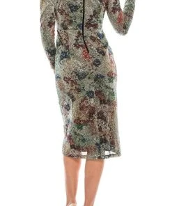 Cocktail Dresses Maggy London - G4775M V-Neck Knee-Length Dress