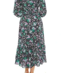 Maggy London - G4845M V-Neck Tea-Length Dress Plus Size Dresses
