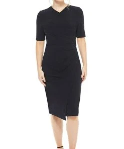 Maggy London - GSN13M Knee Length Draped Sheath Dress