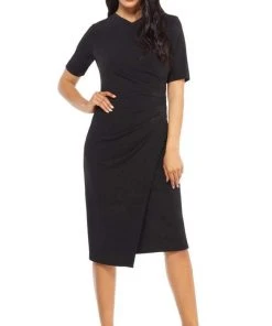 Maggy London - GSN13M Knee Length Draped Sheath Dress 13 Maggy London - GSN13M Knee Length Draped Sheath Dress