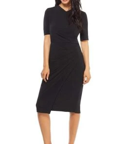 Maggy London - GSN13M Knee Length Draped Sheath Dress 15 Maggy London - GSN13M Knee Length Draped Sheath Dress
