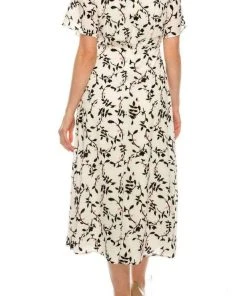 Maison Tara - 91062M Floral Print Buttoned A-Line Dress Cocktail Dresses