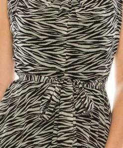 Cocktail Dresses Maison Tara - 91087M Knee Length Cutout Ornate Zebra Print Dress 9 Cocktail Dresses Maison Tara - 91087M Knee Length Cutout Ornate Zebra Print Dress