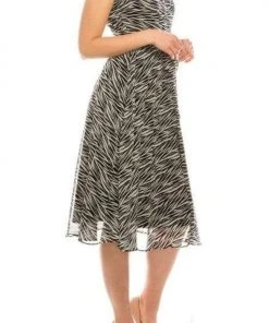 Cocktail Dresses Maison Tara - 91087M Knee Length Cutout Ornate Zebra Print Dress 8 Cocktail Dresses Maison Tara - 91087M Knee Length Cutout Ornate Zebra Print Dress